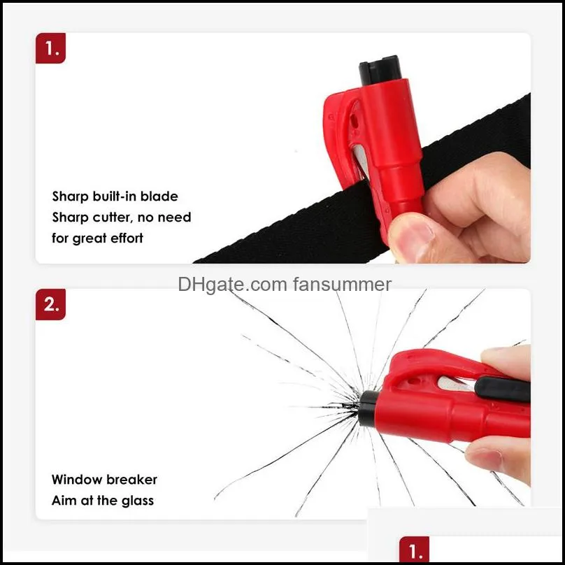 Cell Phone Straps Car Safety Hammer Spring Type Escape Hammer Window Breaker Punch Seat Belt Cutter