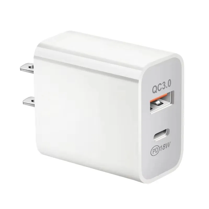 18W PD Type C Wall Charger QC 3.0 USB Dual Port Power Delivery Fast Charge For Mobile Phone