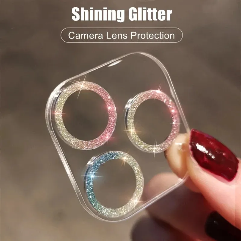 NEW Bling Glitter Diamond Camera Lens Screen Protectors Clear Tempered Glass for IPhone 15 14 Pro Max 14Plus 14Pro 13 13Pro 12Pro 12 13Promax 3D Cover