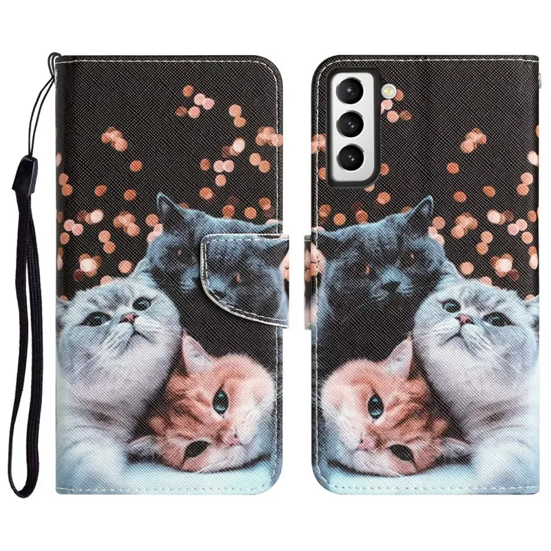 Leather Wallet Cases for Samsung S23 PLUS S22 Ultra S21 A14 A33 A53 A73 A13 5G A23E A04S Flower Butterfly Print Cat Tiger Bow Cartoon Card Slot Holder Flip Pouches Cover