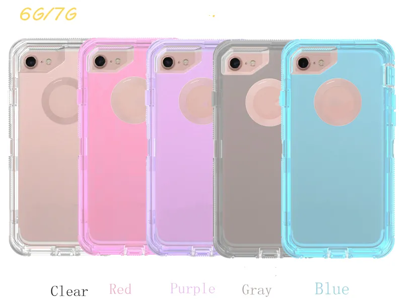 TPU PC Clear Mobile Phone Cases for iphone 6 7 8 Plus Soft TPU Hard PC Back Cover