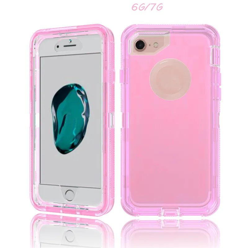 TPU PC Clear Mobile Phone Cases for iphone 6 7 8 Plus Soft TPU Hard PC Back Cover