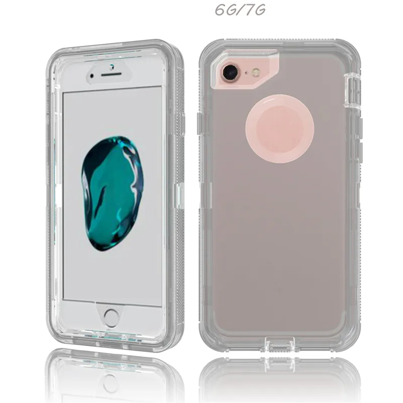 TPU PC Clear Mobile Phone Cases for iphone 6 7 8 Plus Soft TPU Hard PC Back Cover