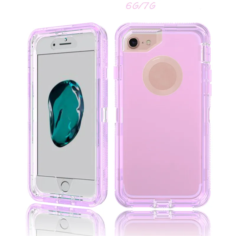 TPU PC Clear Mobile Phone Cases for iphone 6 7 8 Plus Soft TPU Hard PC Back Cover