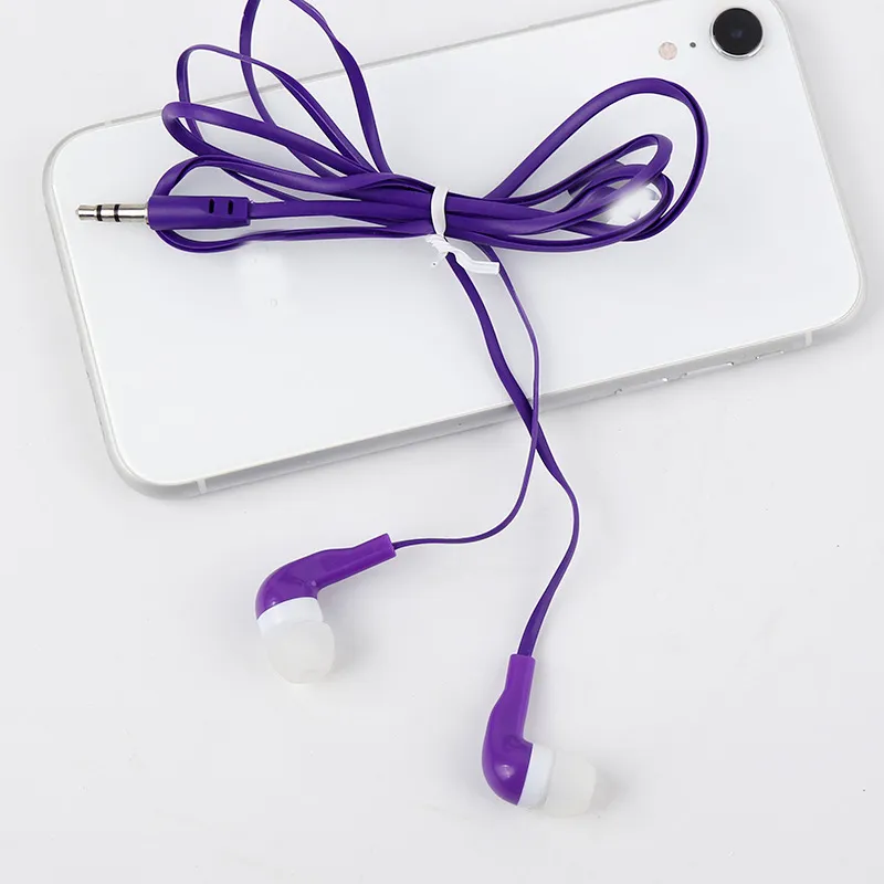 Bulk 3.5mm Cell Phone Earphones Earbuds Headphone Colorful noodle flat wire earphone Headphones for School Classroom, Libraries, Hospitals,Theatre Museum