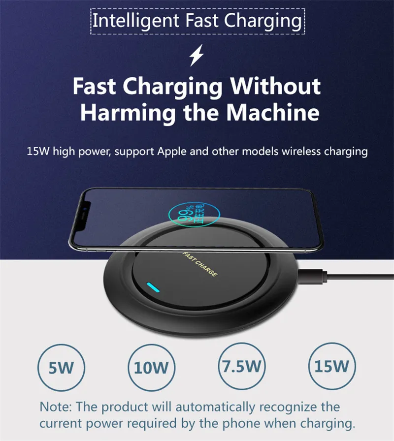 15w Qi Wireless Charger for iP X Xs XR 8 plus Fast Charging for Samsung S8 S9 Note 9 USB Phone Charger Pad With Retail Box