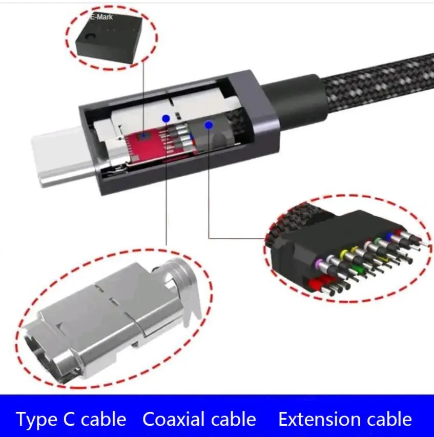 USB 3.1 Extension Cables Gen2 Thunderbolt Cable E-MARK PD 100W 4K Video for Switch Computer laptops Type C 10Gbps Extender Cable