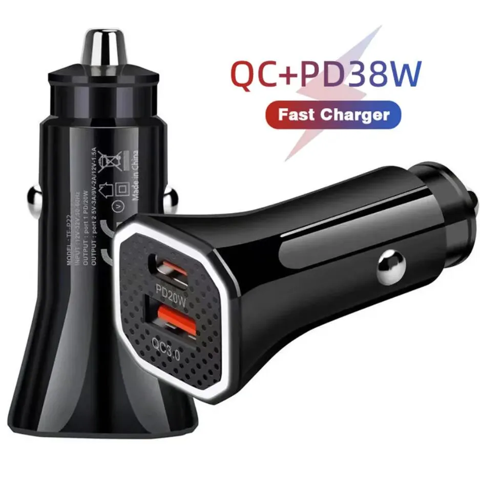 Car phone charger Dual Type-C Ports 30W fast charging USB C QC3.0 PD Car Charger Olesit 40W 38W charger kits