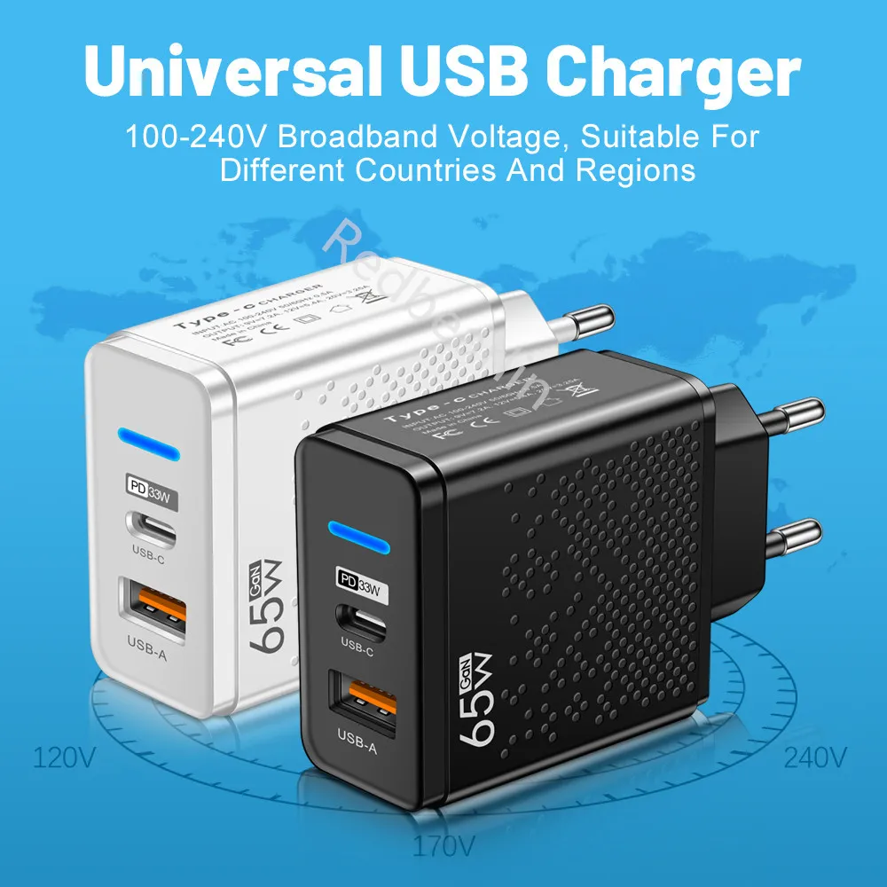 Super Fast Quick Charging 65W 48W 12W PD Chargers A+C USB C Power Adapters For IPhone 12 13 14 15 Samsung Htc lg android phone