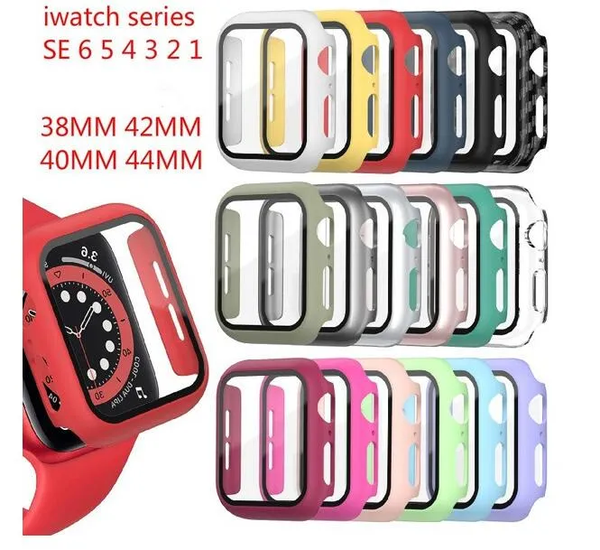 Suitable for  watch case PC Watch Cases For  Smartwatch 38mm 40mm 42mm 44mm with Tempered Glass Screen Protector Full Coverage