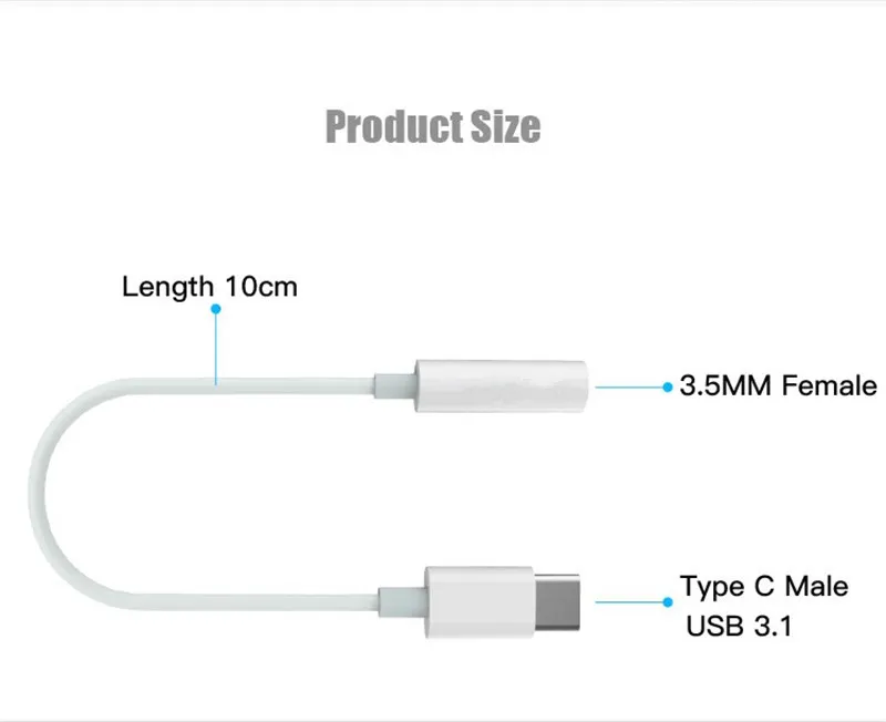 Type-C to 3.5mm Earphone cable Adapter USB-C male to AUX audio female Jack for Samsung S23 S22 ultra Z Flip S10 S20 S21 note 10 20 plus with chip