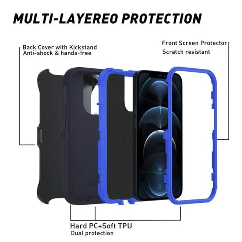 Defender Armor Heavy Duty Phone Cases Hybrid Military Robot 3 In 1 Shockproof Cover Holster Clip For Iphone 15 14 13 12 11 Pro Max Mini X XS XR Plus samsung S23 S22 ultra