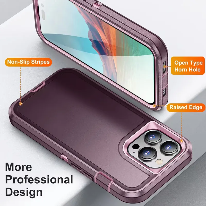 3 in 1 Full Body Protection Cellphone Cover Defender Heavy Duty Shockproof Phone Cases for iPhone 15 14 plus 13 12 11 Pro Max Mini XR XS Samsung S23 S22 Ultra A53 A13 A14 A54