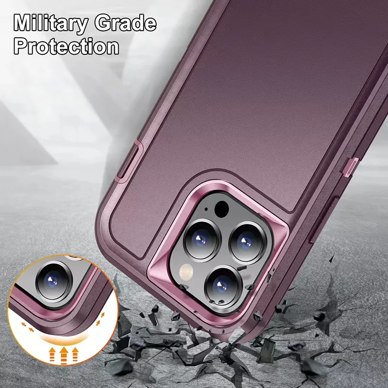 3 in 1 Full Body Protection Cellphone Cover Defender Heavy Duty Shockproof Phone Cases for iPhone 15 14 plus 13 12 11 Pro Max Mini XR XS Samsung S23 S22 Ultra A53 A13 A14 A54