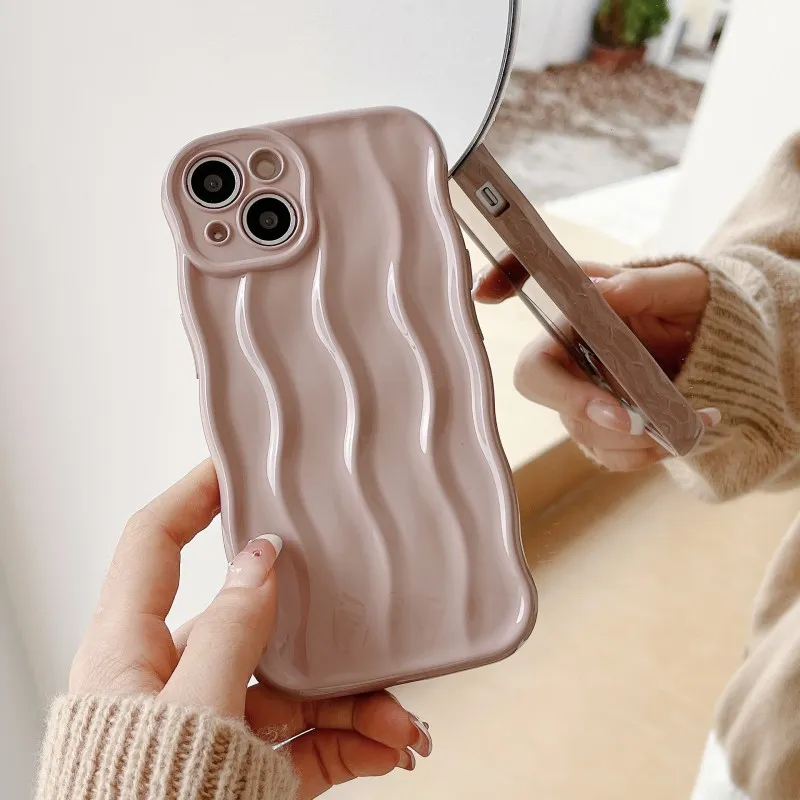 Electroplated silver water corrugated phone case suitable for 14promax solid color 13 new 12 women 11 advanced