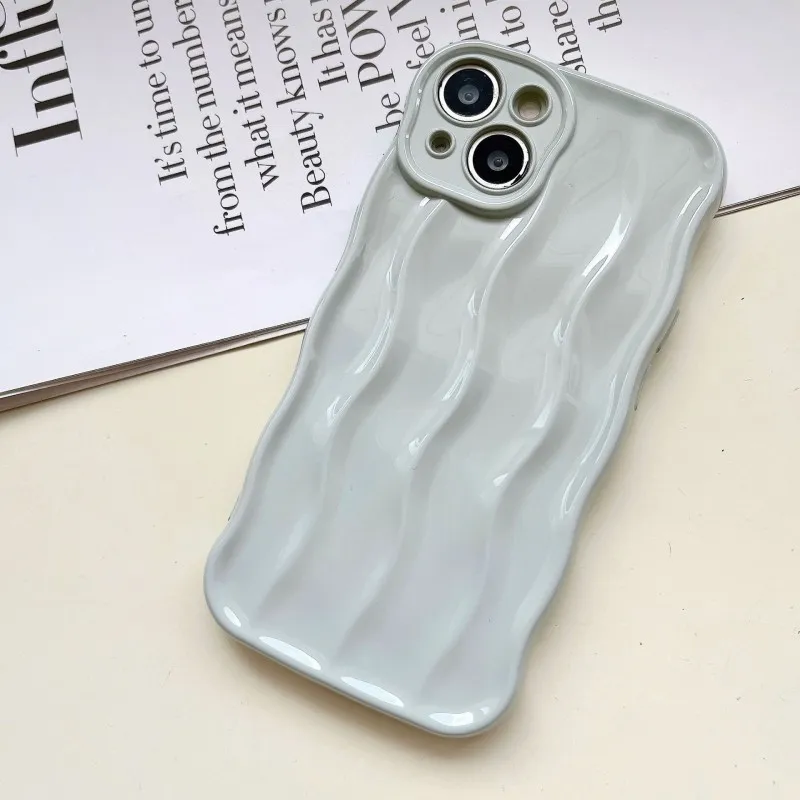 Electroplated silver water corrugated phone case suitable for 14promax solid color 13 new 12 women 11 advanced