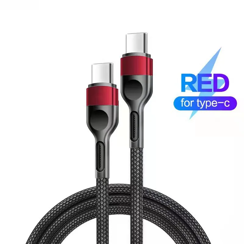 Fast Quick Charging Fabric Alloy 1M 2M 3M C to C USB-C To Type c Cable Cord Line For Samsung S10 S20 S22 S23 Htc lg Android phone C/C