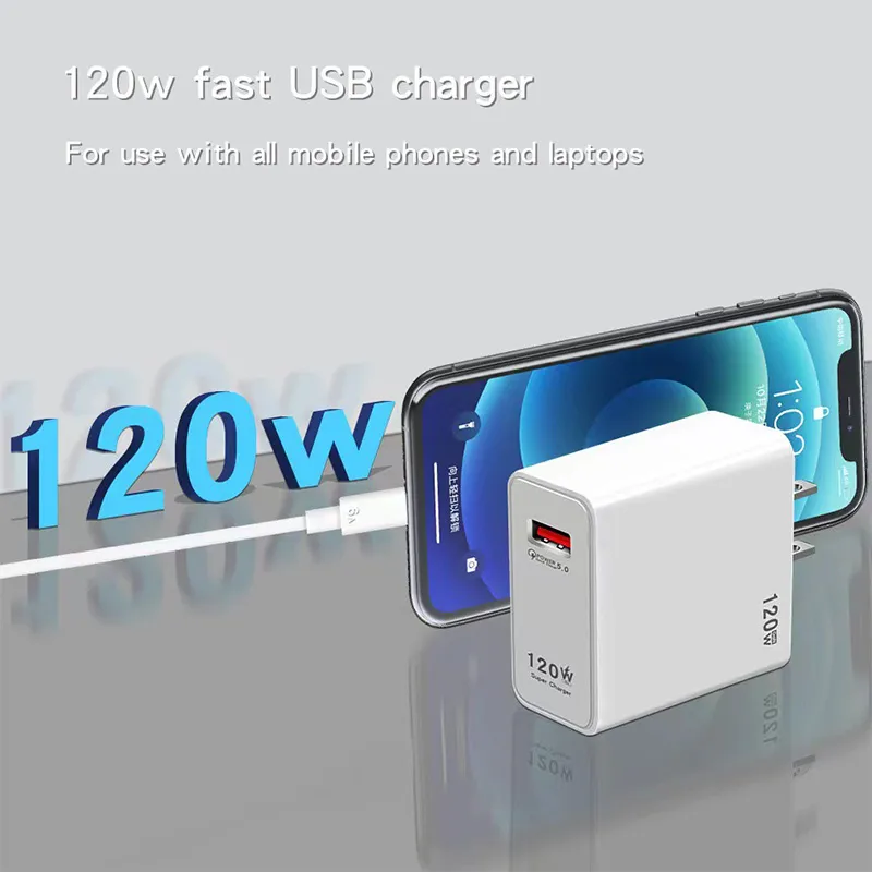 GAN 120W Super fast charge Usb charger QC 3.0 Fast chargers Mobile Phone Chargers For Huawei Samsung Xiaomi iphone ipad tablets