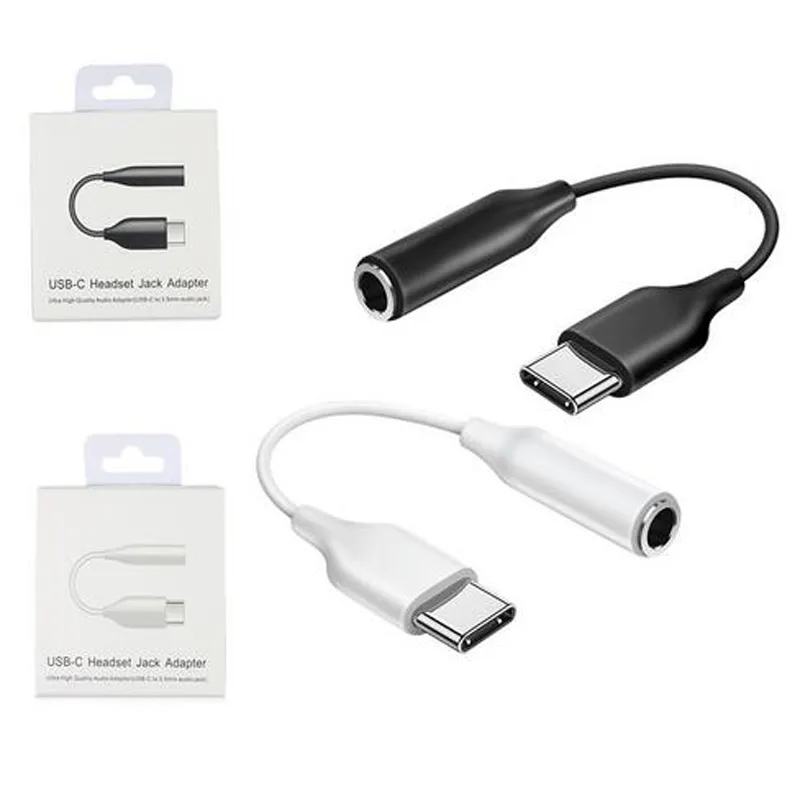 Type-C USB-C male to 3.5mm Earphone Cable Adapter AUX Audio Headset Female Jack for Samsung Note 10 20 S20 Ultar S21 Galaxy Z Fold 2 Flip Plus Smart Phone