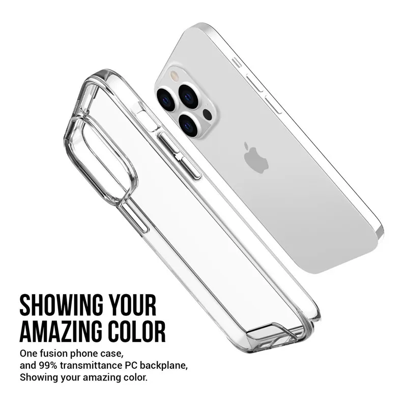 Clear Space Phone Cases for iPhone 15 15pro 15plus 14 14pro 13 12 11 pro max Xs XR 7 7p 8 8plus Electroplating Button Cover Acrylic Transparent Protector with Retail Box