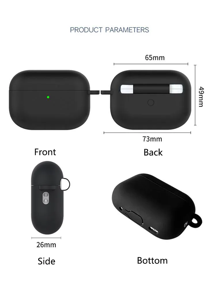 Pure Color Drop-proof Protective Earphone Cases For Airpods 2 3 Pro2 Anti-fingerprint Bluetooth Silicone Headphone With Hook