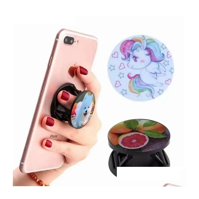 foldable finger holder cellphone holders grip bracket pocket socket phones stand with opp bag car mounts