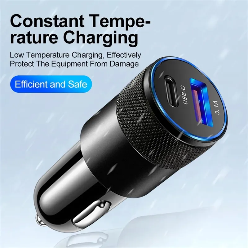 66W USB Car Charger Quick Charge 3.0 Type C Fast Charging Phone Adapter for iPhone 13 12 11 Pro for Redmi for Huawei for Samsung