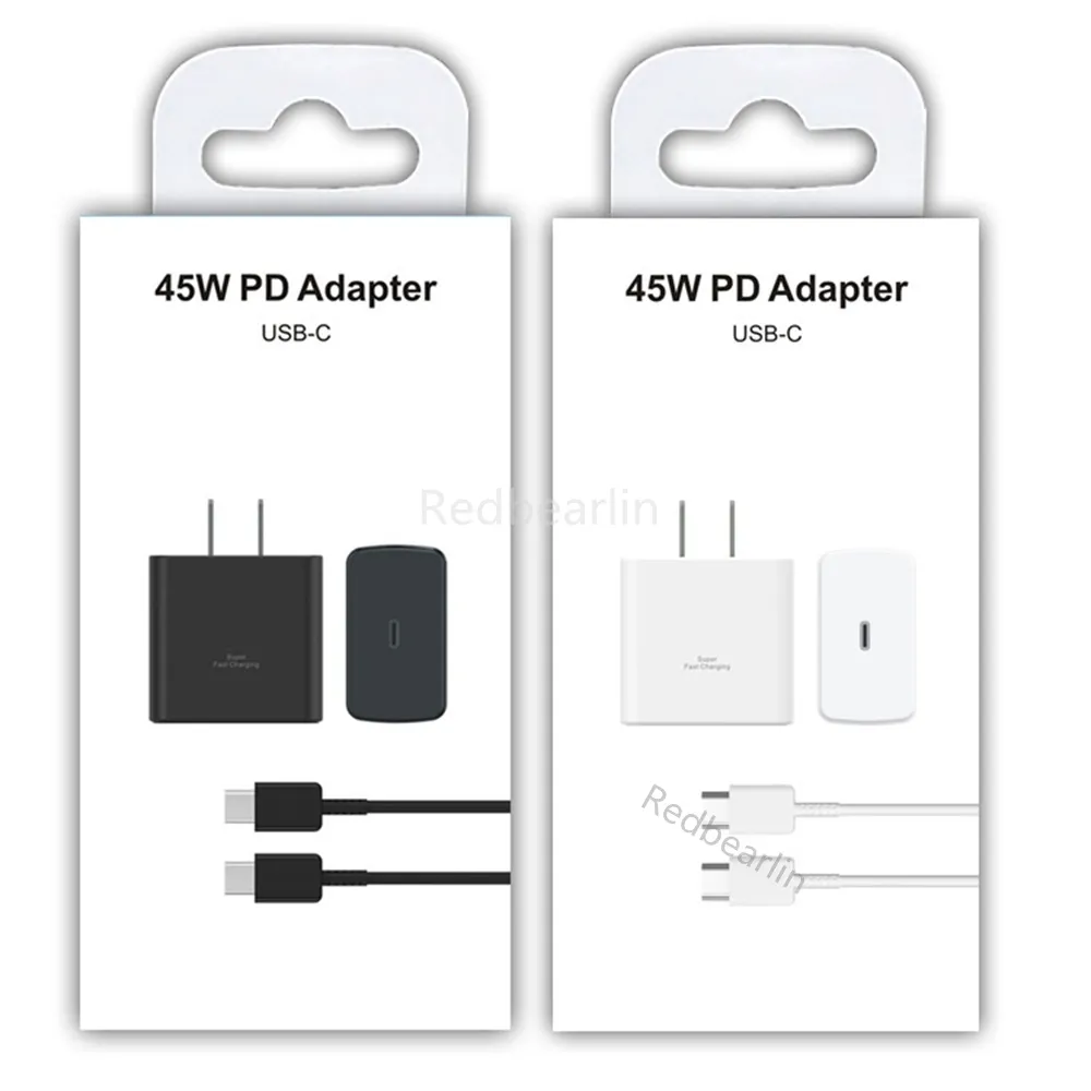 45W Super Fast Quick Charge PD USB-C Wall Charger Eu US Power Adatper 5A C-C Cable For Samsung S20 S22 S23 Utral Note 20