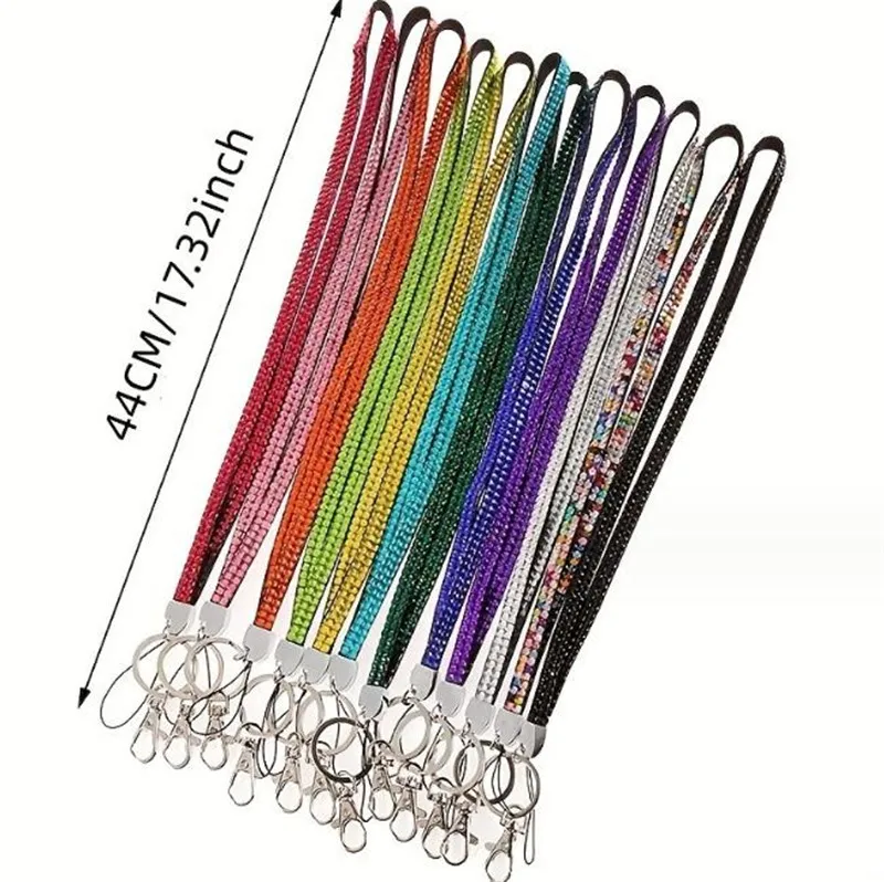 Universal Neck Strap Crystal cell phone Lanyard Diamond Lanyards Candy Colors Rhinestone With Metal Clip Multi Color Cell Phone Id Card