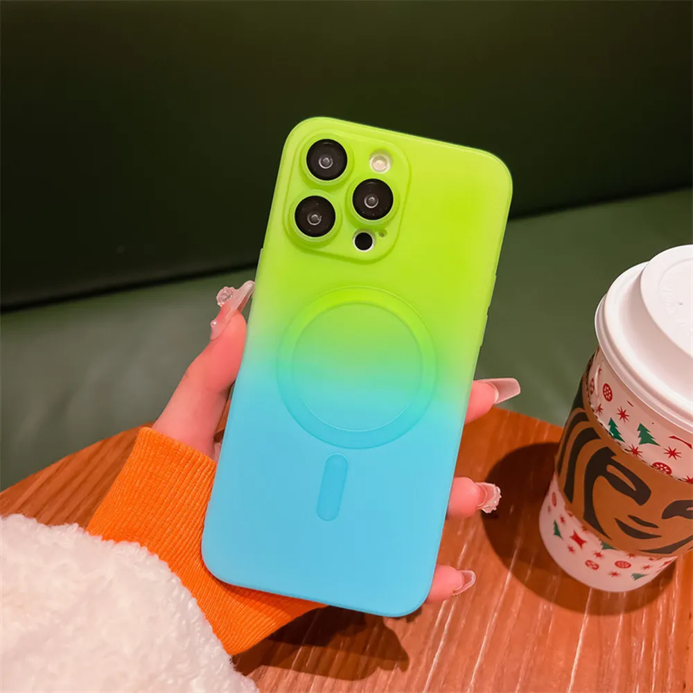 gradient magnetic phone cover for iPhone 15 Pro Max luxury soft tpu wireless charging phone case for iPhone 14 13 12Pro 11 XS Max XS XR