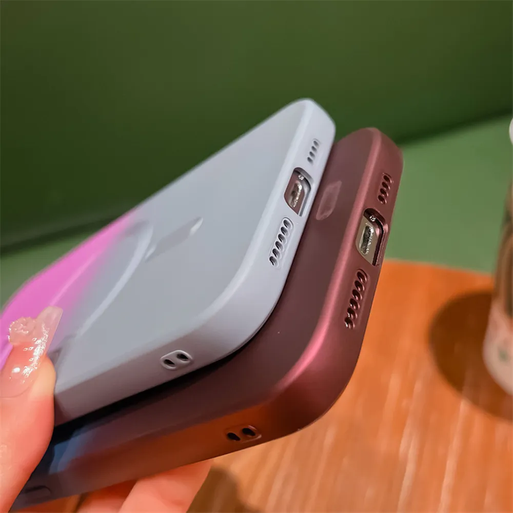 gradient magnetic phone cover for iPhone 15 Pro Max luxury soft tpu wireless charging phone case for iPhone 14 13 12Pro 11 XS Max XS XR