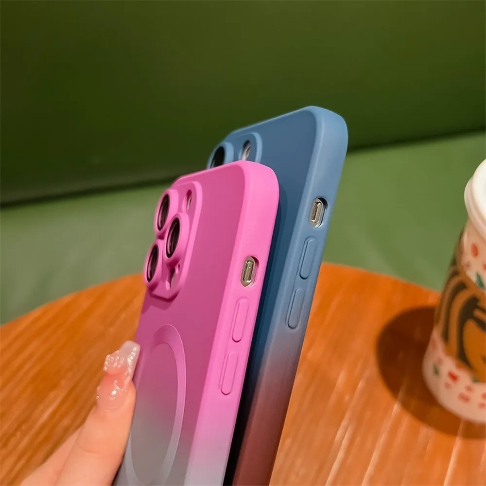 gradient magnetic phone cover for iPhone 15 Pro Max luxury soft tpu wireless charging phone case for iPhone 14 13 12Pro 11 XS Max XS XR