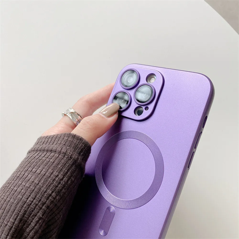 New List Magsafe Magnetic Case With Lens Film Wireless Charging CD Pattern TPU Phone Case Cover For iPhone 15 14 13 Pro Max 12 11 Xs Max 7/8