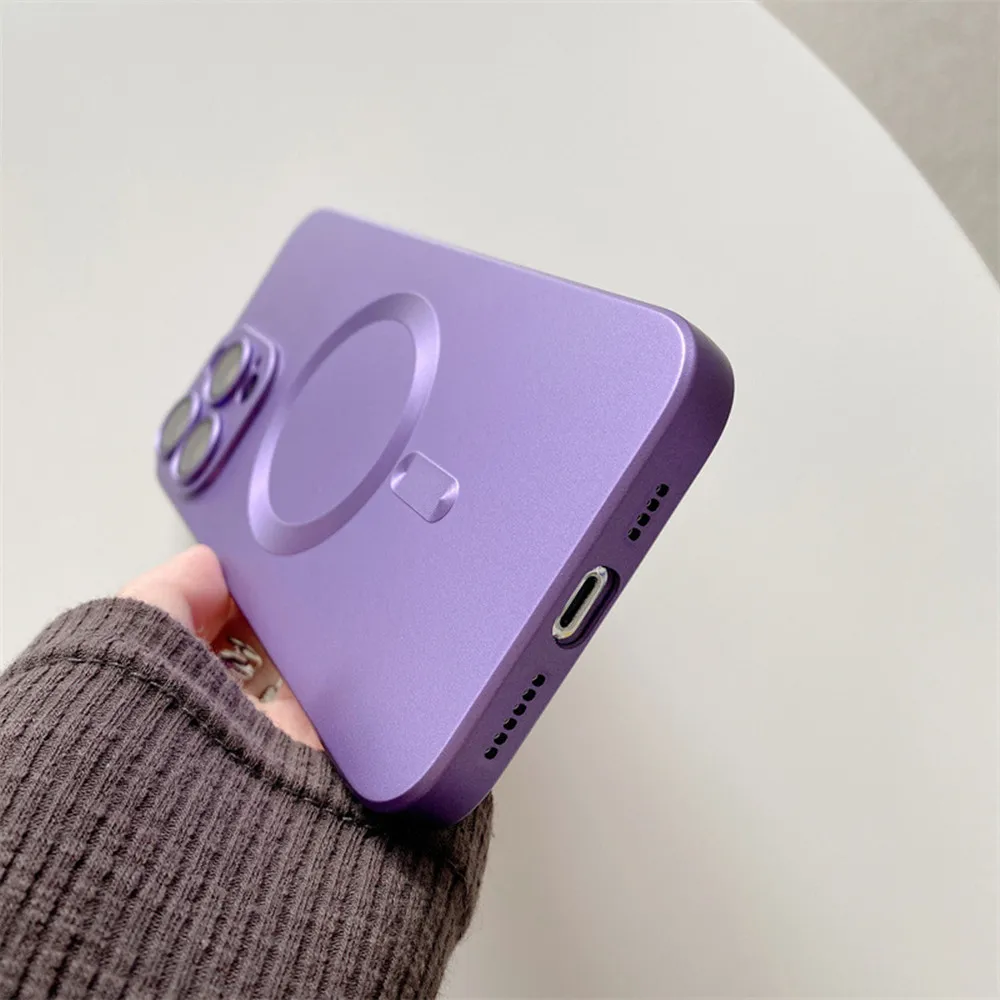 New List Magsafe Magnetic Case With Lens Film Wireless Charging CD Pattern TPU Phone Case Cover For iPhone 15 14 13 Pro Max 12 11 Xs Max 7/8