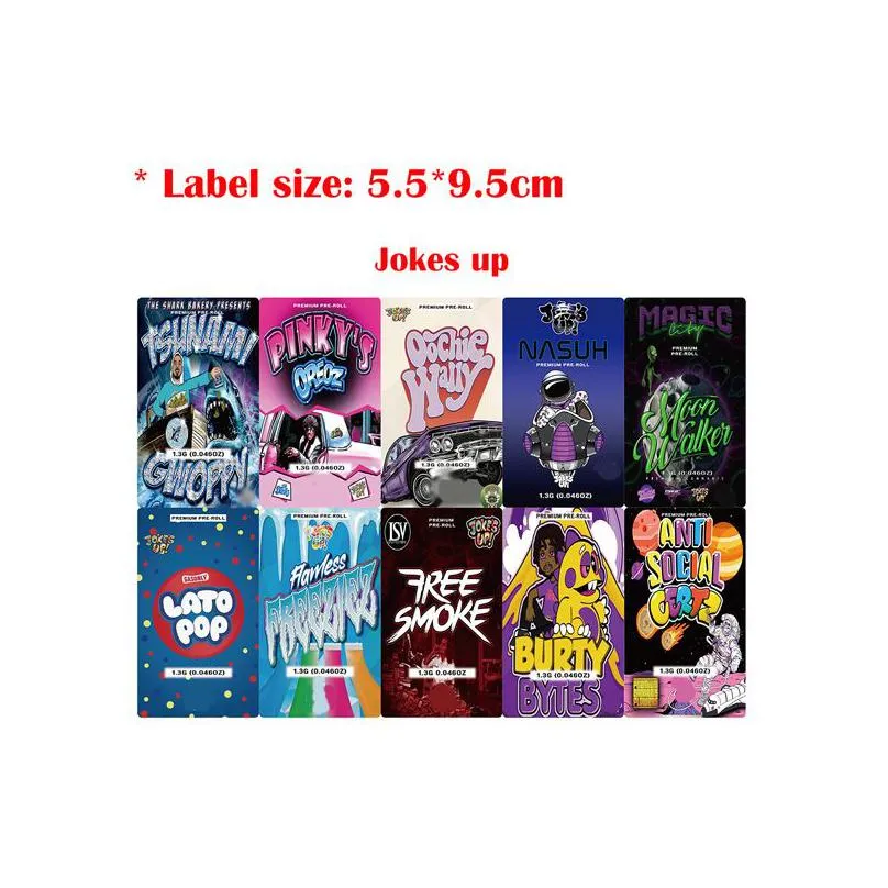 wholesale connected preroll tube packaging label customized stickers printing pre roll sticker cali packs joint tubes label runtz