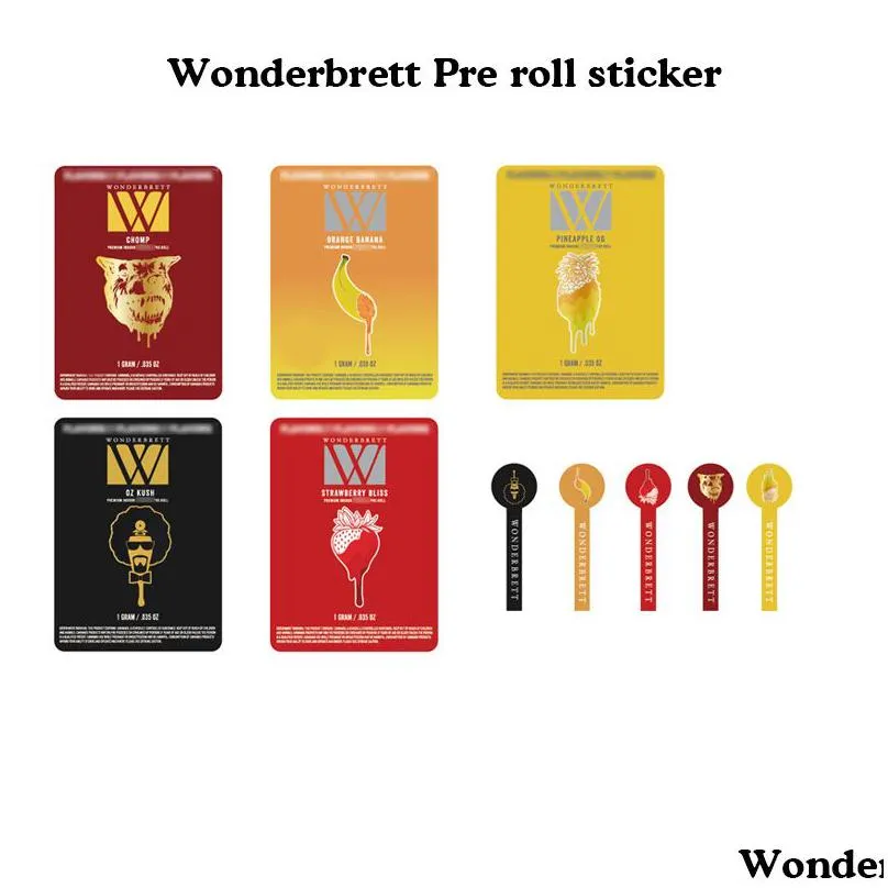 wholesale custom logo print wonderbrett preroll stickers 115mm 120mm glass doob tube cali packaging label