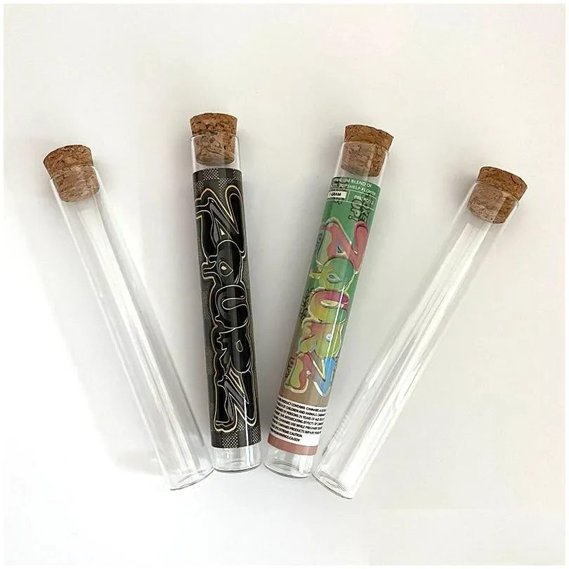 wholesale pre roll packaging mini bottle glass pre-rolled tubes with jokes up stickers