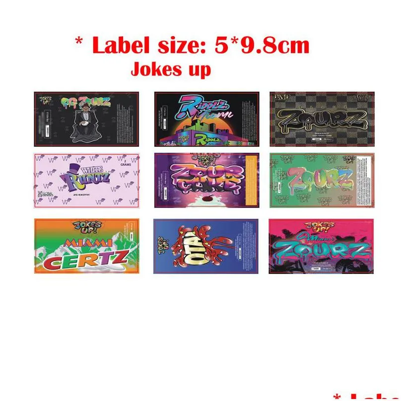 wholesale coated paper sticker custom for glass plastic preroll tubes pre roll label jokes up moon rock lemonnade white runtz