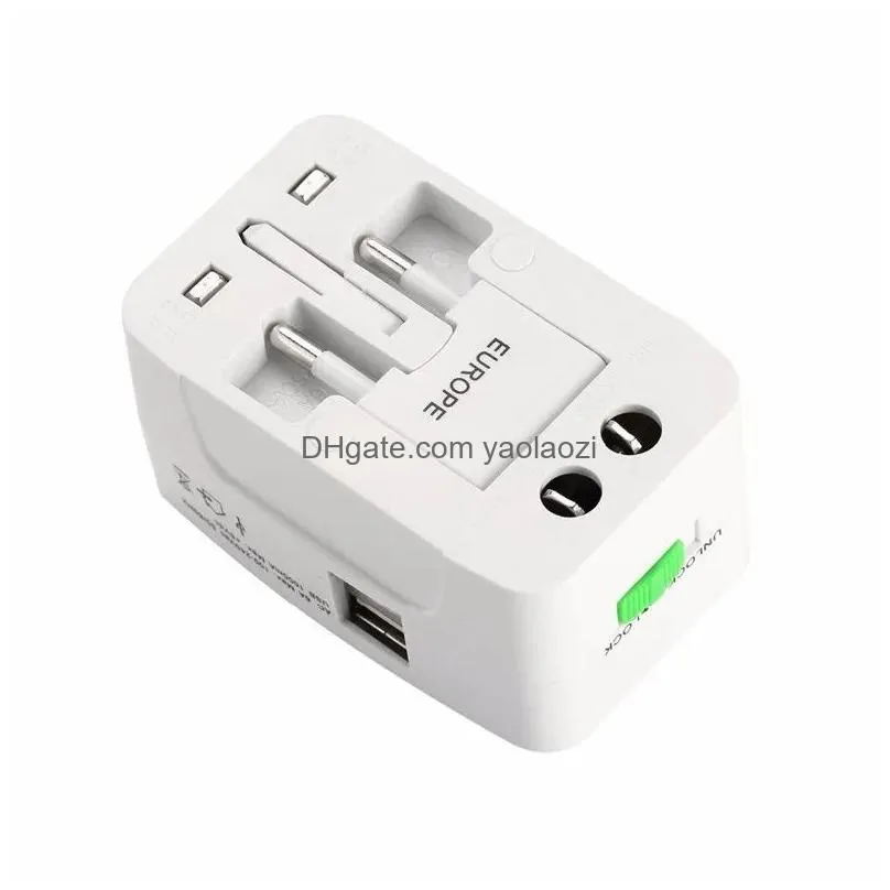 all in one universal global international plug adapter 2 usb port world travel ac power  adaptor with au us uk eu plug with retail