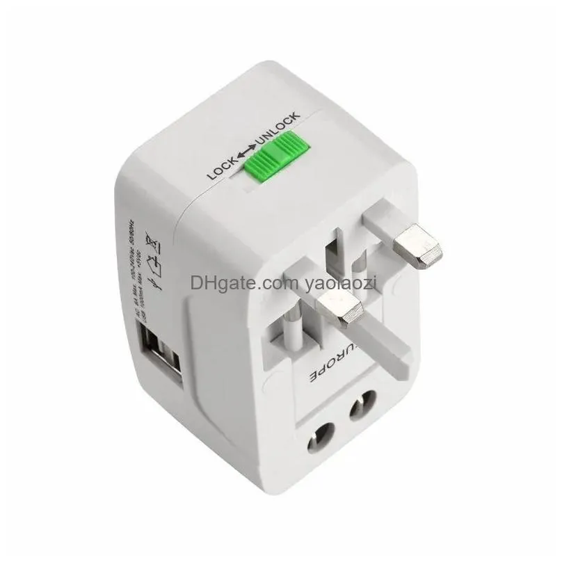 all in one universal global international plug adapter 2 usb port world travel ac power  adaptor with au us uk eu plug with retail