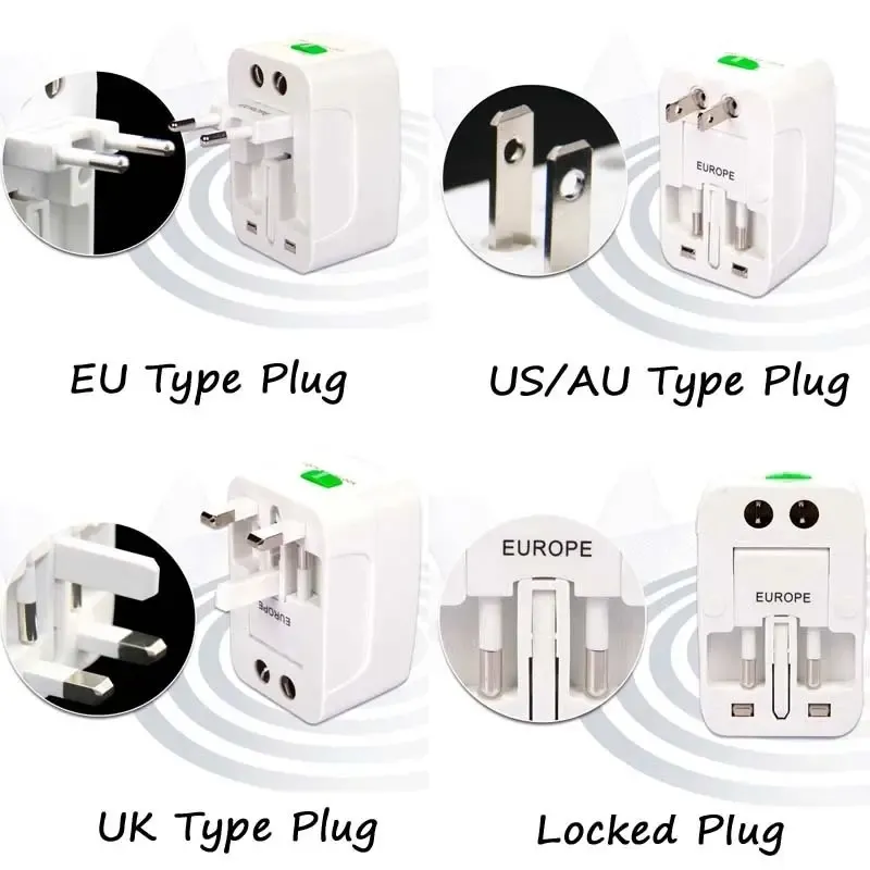 All In One global international Smart Dual USB + pd socket World Power Type C adapter charger world travel ac power charger adaptor with au us uk eu plug retail box