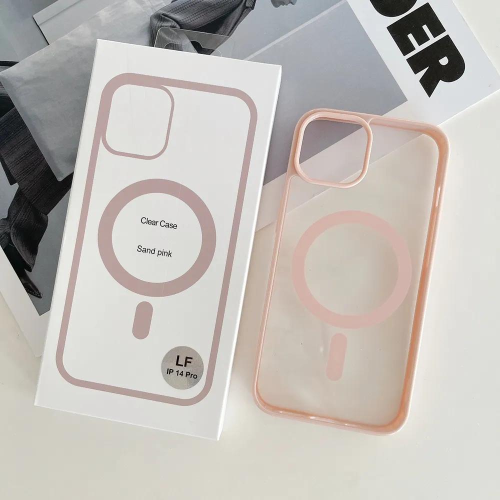 Acrylic Transparent Candy Color IMD shockproof Design Wireless Charging Magnetic Phone Case Bag For iPhone 11 12 13 14 15 Pro Max