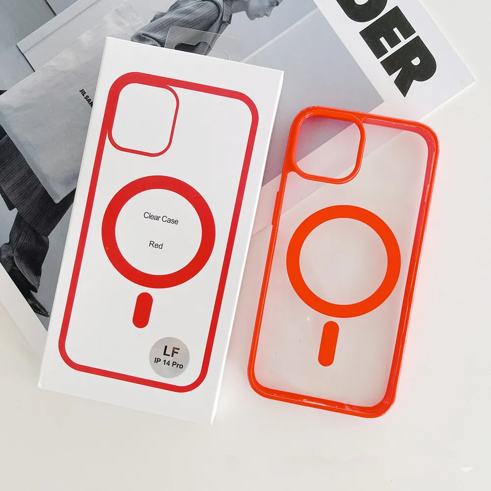 Acrylic Transparent Candy Color IMD shockproof Design Wireless Charging Magnetic Phone Case Bag For iPhone 11 12 13 14 15 Pro Max