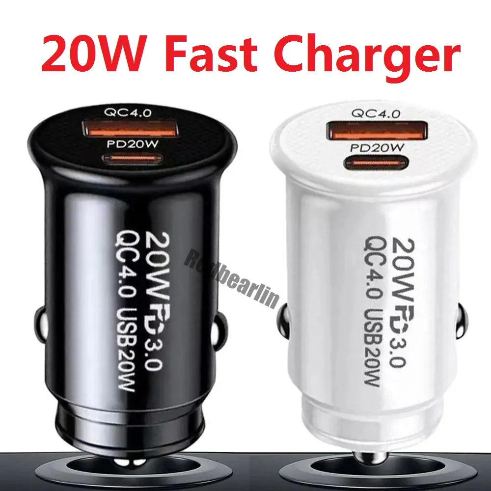 Mini Portable 20W USB C Car Charger Fast Quick Charging 3.1A Vehicle Type-c Car Chargers For IPhone 14 15 pro max Samsung S23 S24 Power Adapters GPS pc