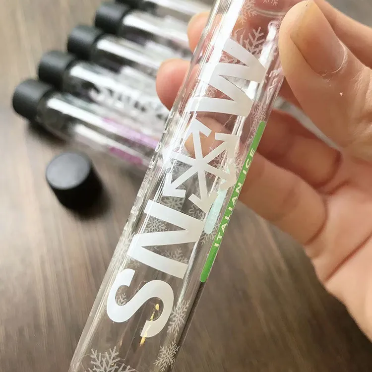 Empty 1.5 Gram Snow Pre-rollS Infused Joint CR Resistant Glass TubeS Packaging Prerolls Child Proof Clear Sticker Label 6 Design labels