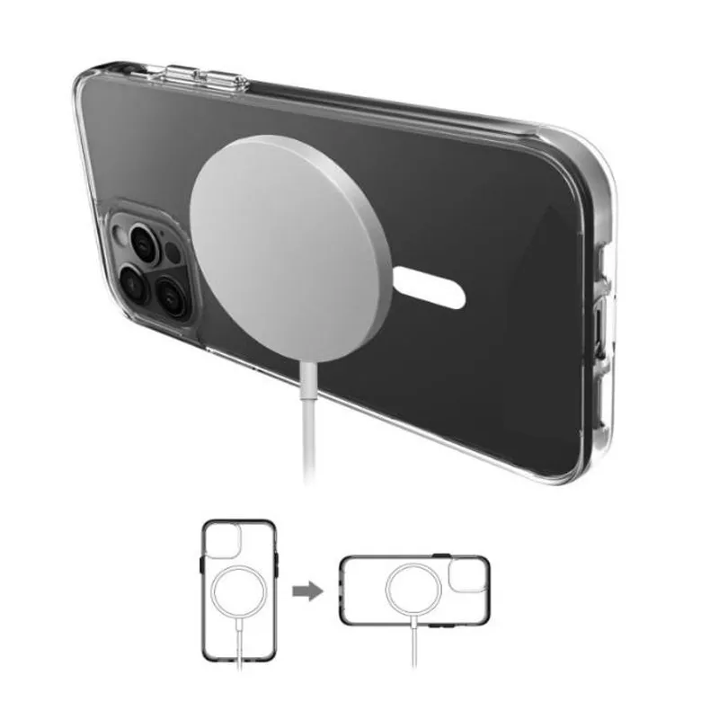 Magsoge Transparent Cases Magnetic Wireless Charging Case for iPhone 15 14 12 11 13 Pro Max Mini XR Xs 7 8 Plus SE back Cover