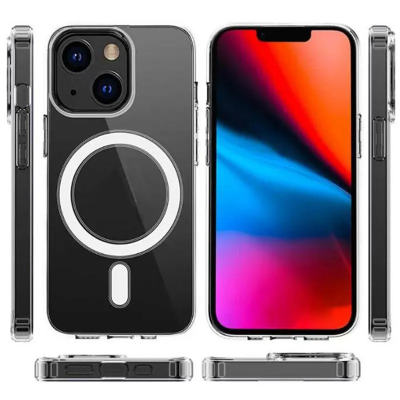 Magsoge Transparent Cases Magnetic Wireless Charging Case for iPhone 15 14 12 11 13 Pro Max Mini XR Xs 7 8 Plus SE back Cover