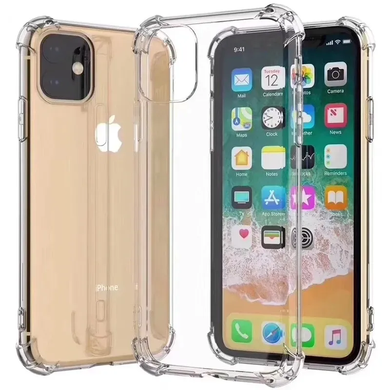 Mobile Phone Cases Case Skin For iPhone 15 Pro Max 14 Plus 13 Mini 12 11 Air Cushion Corner Transparent Clear Shockproof Soft TPU Silicone Rubber Cover