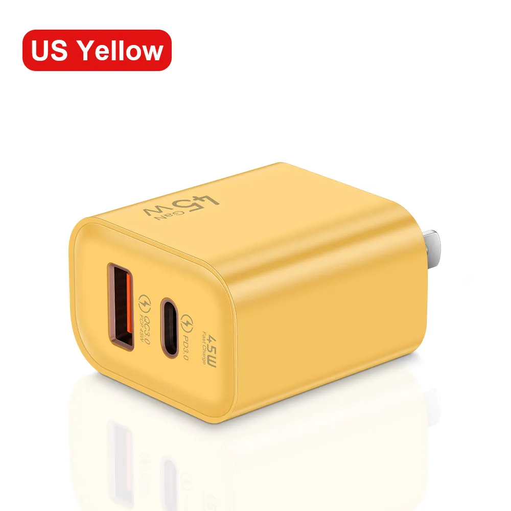 45W USB Charger Fast Charging USB Type C Wall Charger PD QC3.0 Quick Charge for IPhone Samsung S23 S21 Laptop Tablet