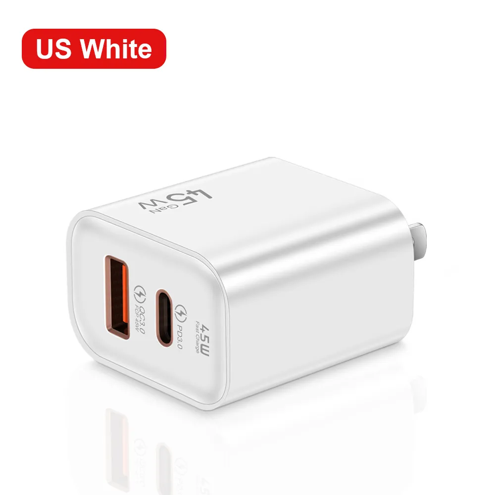 45W USB Charger Fast Charging USB Type C Wall Charger PD QC3.0 Quick Charge for IPhone Samsung S23 S21 Laptop Tablet